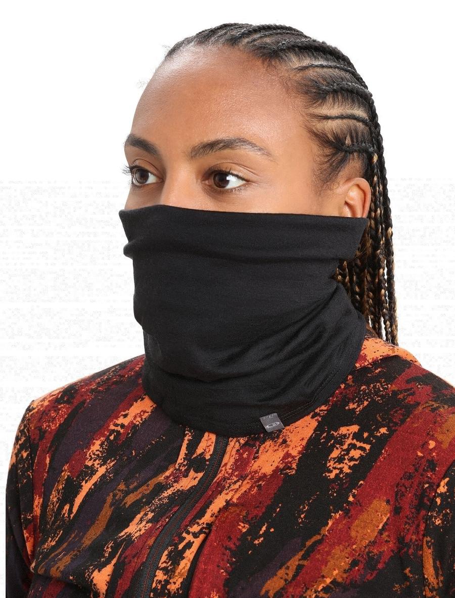 Black Men's Icebreaker Unisex Merino Flexi Chute Scarves | USA 1073OKIR